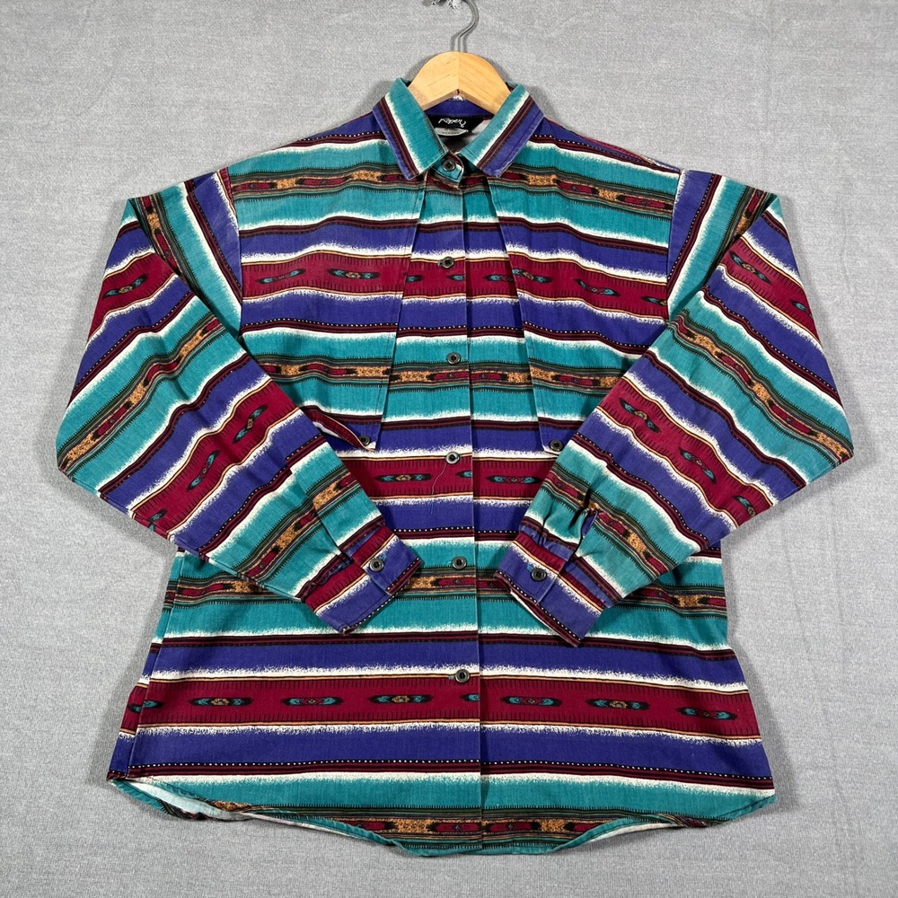 Roper Western Aztec Stripe Long Sleeve Button Up Shirt Mens Medium Multicolor